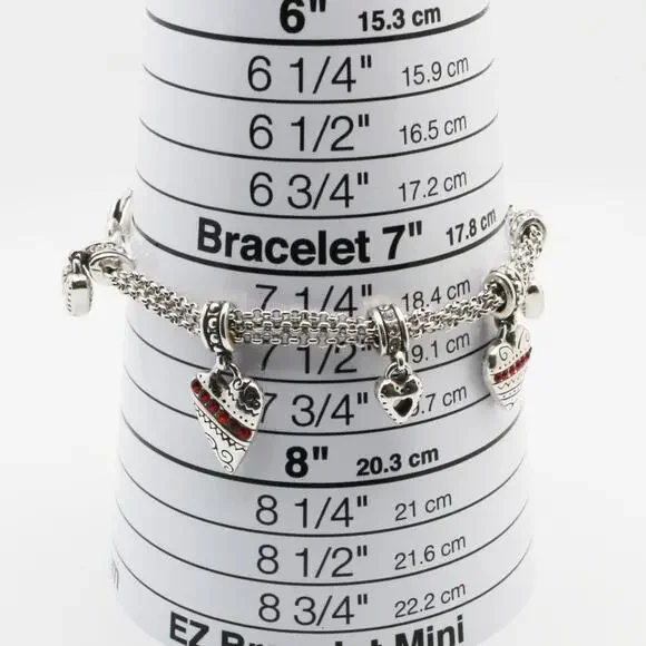 Designer BRIGHTON beaded Cubic Zirconia Heart Charms Bracelet - Picture 10 of 11